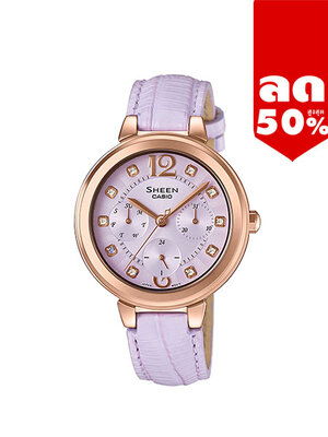 CASIO SHEEN นาฬิกาข้อมือ นาฬิกากันน้ำ นาฬิกาของแท้ ประกันศูนย์ CMG 1 ปี รุ่น SHE-3048PGL-6A นาฬิกาสีม่วง
