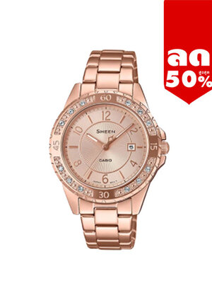 CASIO SHEEN นาฬิกาข้อมือ นาฬิกากันน้ำ นาฬิกาของแท้ ประกันศูนย์ CMG 1 ปี รุ่น SHE-4532PG-4A นาฬิกาสีน้ำตาล
