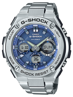 CASIO G-SHOCK นาฬิกาข้อมือ นาฬิกากันน้ำ นาฬิกาของแท้ ประกันศูนย์ CMG 1 ปี รุ่น GST-S110D-2A นาฬิกาสีเงิน