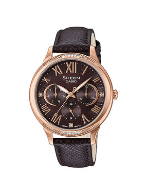 CASIO SHEEN นาฬิกาข้อมือ นาฬิกากันน้ำ นาฬิกาของแท้ ประกันศูนย์ CMG 1 ปี รุ่น SHE-3058PGL-5 นาฬิกาสีน้ำตาล