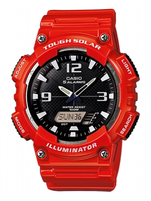 CASIO นาฬิกาคาสิโอ นาฬิกาข้อมือ นาฬิกากันน้ำ นาฬิกาของแท้ ประกันศูนย์ CMG 1 ปี รุ่น AQ-S810WC-4A นาฬิกาสีแดง