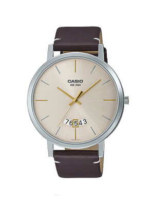 CASIO นาฬิกาคาสิโอ นาฬิกาข้อมือ นาฬิกากันน้ำ นาฬิกาของแท้ ประกันศูนย์ CMG 1 ปี รุ่น MTP-B100L-9E นาฬิกาสีน้ำตาล
