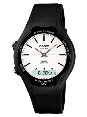CASIO นาฬิกาคาสิโอ นาฬิกาข้อมือ นาฬิกากันน้ำ นาฬิกาของแท้ ประกันศูนย์ CMG 1 ปี รุ่น AW-90H-7E นาฬิกาสีดำ
