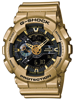 CASIO G-SHOCK นาฬิกาข้อมือ นาฬิกากันน้ำ นาฬิกาของแท้ ประกันศูนย์ CMG 1 ปี รุ่น GA-110GD-9B นาฬิกาสีทอง