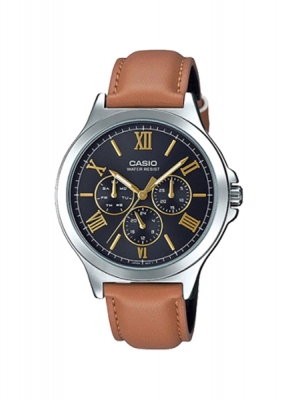 CASIO นาฬิกาคาสิโอ นาฬิกาข้อมือ นาฬิกากันน้ำ นาฬิกาของแท้ ประกันศูนย์ CMG 1 ปี รุ่น MTP-V300L-1A3 นาฬิกาสีน้ำตาล