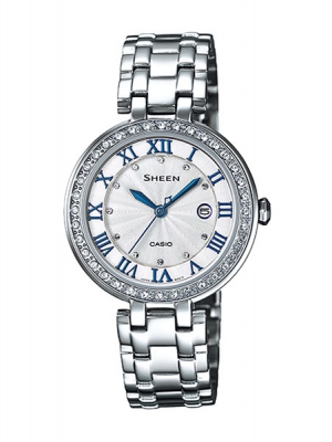 CASIO SHEEN นาฬิกาข้อมือ นาฬิกากันน้ำ นาฬิกาของแท้ ประกันศูนย์ CMG 1 ปี รุ่น SHE-4034D-7A นาฬิกาสีเงิน