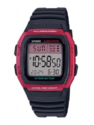 CASIO นาฬิกาคาสิโอ นาฬิกาข้อมือ นาฬิกากันน้ำ นาฬิกาของแท้ ประกันศูนย์ CMG 1 ปี รุ่น W-96H-4A นาฬิกาสีแดง