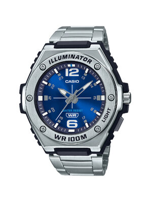 CASIO นาฬิกาคาสิโอ นาฬิกาข้อมือ นาฬิกากันน้ำ นาฬิกาของแท้ ประกันศูนย์ CMG 1 ปี รุ่น MWA-100HD-2A นาฬิกาสีเงิน