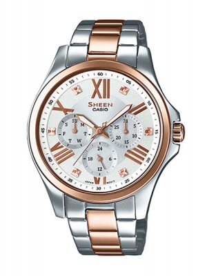 CASIO SHEEN นาฬิกาข้อมือ นาฬิกากันน้ำ นาฬิกาของแท้ ประกันศูนย์ CMG 1 ปี รุ่น SHE-3806SPG-7A นาฬิกาสีขาว