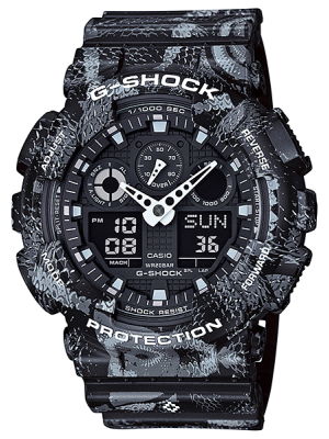 CASIO G-SHOCK นาฬิกาข้อมือ นาฬิกากันน้ำ นาฬิกาของแท้ ประกันศูนย์ CMG 1 ปี รุ่น GA-100MRB-1A นาฬิกาสีดำ