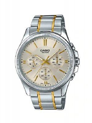 CASIO นาฬิกาคาสิโอ นาฬิกาข้อมือ นาฬิกากันน้ำ นาฬิกาของแท้ ประกันศูนย์ CMG 1 ปี รุ่น MTP-1375SG-9A นาฬิกาสีเงิน