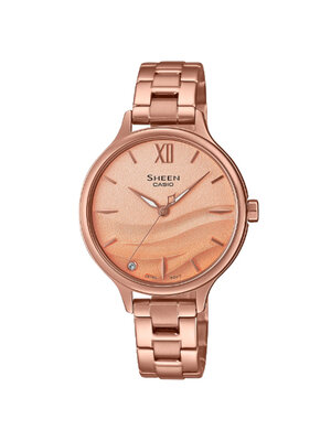 CASIO SHEEN นาฬิกาข้อมือ นาฬิกากันน้ำ นาฬิกาของแท้ ประกันศูนย์ CMG 1 ปี รุ่น SHE-4550PG-4A นาฬิกาสีชมพู