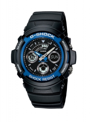CASIO G-SHOCK นาฬิกาข้อมือ นาฬิกากันน้ำ นาฬิกาของแท้ ประกันศูนย์ CMG 1 ปี รุ่น AW-591-2A นาฬิกาสีดำ