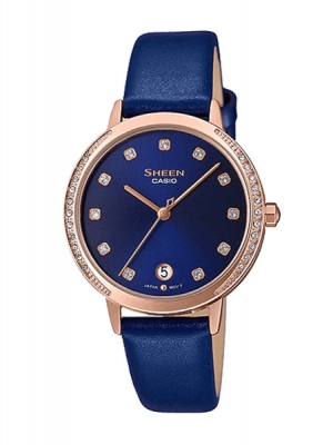 CASIO SHEEN นาฬิกาข้อมือ นาฬิกากันน้ำ นาฬิกาของแท้ ประกันศูนย์ CMG 1 ปี รุ่น SHE-4056PGL-2A นาฬิกาสีน้ำเงิน