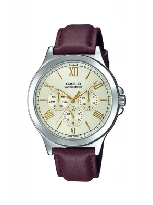 CASIO นาฬิกาคาสิโอ นาฬิกาข้อมือ นาฬิกากันน้ำ นาฬิกาของแท้ ประกันศูนย์ CMG 1 ปี รุ่น MTP-V300L-9A นาฬิกาสีน้ำตาล