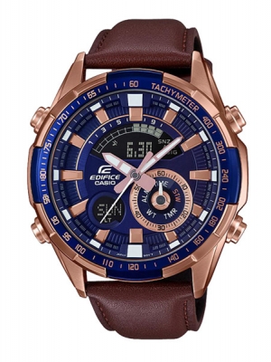 CASIO EDIFICE นาฬิกาข้อมือ นาฬิกากันน้ำ นาฬิกาของแท้ ประกันศูนย์ CMG 1 ปี รุ่น ERA-600GL-2A นาฬิกาสีน้ำตาล