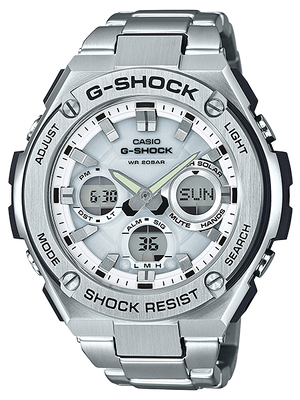 CASIO G-SHOCK นาฬิกาข้อมือ นาฬิกากันน้ำ นาฬิกาของแท้ ประกันศูนย์ CMG 1 ปี รุ่น GST-S110D-7A นาฬิกาสีเงิน
