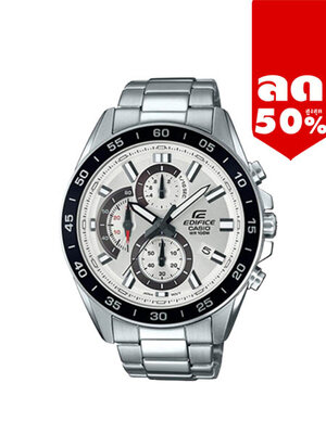 CASIO EDIFICE นาฬิกาข้อมือ นาฬิกากันน้ำ นาฬิกาของแท้ ประกันศูนย์ CMG 1 ปี รุ่น EFV-550D-7A นาฬิกาสีเงิน