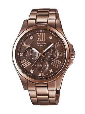 CASIO SHEEN นาฬิกาข้อมือ นาฬิกากันน้ำ นาฬิกาของแท้ ประกันศูนย์ CMG 1 ปี รุ่น SHE-3806BR-5A นาฬิกาสีน้ำตาล