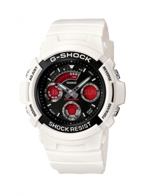 CASIO G-SHOCK นาฬิกาข้อมือ นาฬิกากันน้ำ นาฬิกาของแท้ ประกันศูนย์ CMG 1 ปี รุ่น AW-591SC-7A นาฬิกาสีขาว
