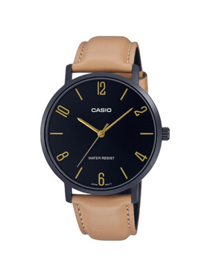 CASIO นาฬิกาคาสิโอ นาฬิกาข้อมือ นาฬิกากันน้ำ นาฬิกาของแท้ ประกันศูนย์ CMG 1 ปี รุ่น MTP-VT01BL-1B นาฬิกาสีน้ำตาล