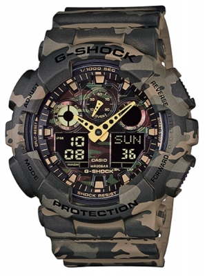 CASIO G-SHOCK นาฬิกาข้อมือ นาฬิกากันน้ำ นาฬิกาของแท้ ประกันศูนย์ CMG 1 ปี รุ่น GA-100CM-5A นาฬิกาสีน้้ำตาล