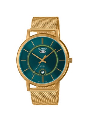 CASIO นาฬิกาคาสิโอ นาฬิกาข้อมือ นาฬิกากันน้ำ นาฬิกาของแท้ ประกันศูนย์ CMG 1 ปี รุ่น MTP-B120MG-3A นาฬิกาสีทอง