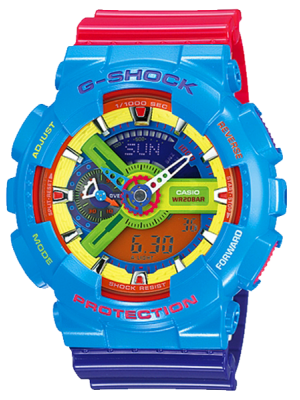 CASIO MID YEAR SALE G-SHOCK พร้อมส่ง นาฬิกาข้อมือ นาฬิกากันน้ำ นาฬิกาของแท้ ประกันศูนย์ CMG 1 ปี รุ่น GA-110F-2 นาฬิกาสีฟ้า