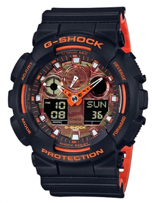 CASIO G-SHOCK นาฬิกาข้อมือ นาฬิกากันน้ำ นาฬิกาของแท้ ประกันศูนย์ CMG 1 ปี รุ่น GA-100BR-1A นาฬิกาสีดำ
