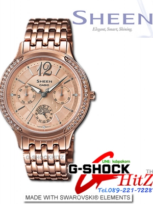 CASIO SHEEN นาฬิกาข้อมือ นาฬิกากันน้ำ นาฬิกาของแท้ ประกันศูนย์ CMG 1 ปี รุ่น SHE-3030PG-9A นาฬิกาสีน้ำตาล