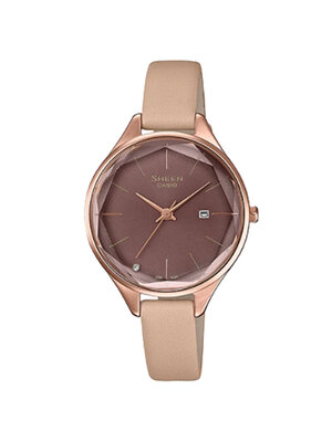 CASIO SHEEN นาฬิกาข้อมือ นาฬิกากันน้ำ นาฬิกาของแท้ ประกันศูนย์ CMG 1 ปี รุ่น SHE-4062PGL-5A นาฬิกาสีน้ำตาล