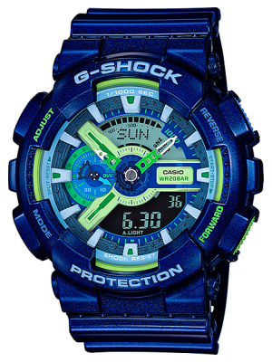 CASIO G-SHOCK นาฬิกาข้อมือ นาฬิกากันน้ำ นาฬิกาของแท้ ประกันศูนย์ CMG 1 ปี รุ่น GA-110MC-2A นาฬิกาสีน้้ำเงิน
