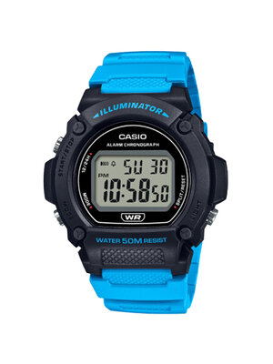 CASIO นาฬิกาคาสิโอ นาฬิกาข้อมือ นาฬิกากันน้ำ นาฬิกาของแท้ ประกันศูนย์ CMG 1 ปี รุ่น W-219H-2A2 นาฬิกาสีฟ้า