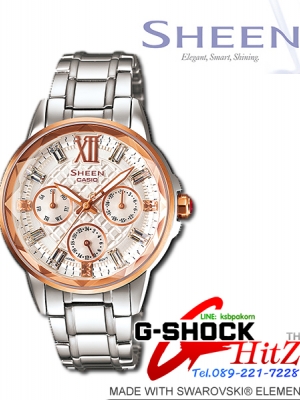 CASIO SHEEN นาฬิกาข้อมือ นาฬิกากันน้ำ นาฬิกาของแท้ ประกันศูนย์ CMG 1 ปี รุ่น SHE-3029SG-7A นาฬิกาสีเงิน