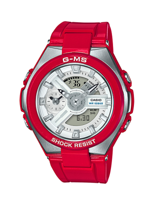 CASIO G-MS นาฬิกาข้อมือ นาฬิกากันน้ำ นาฬิกาของแท้ ประกันศูนย์ CMG 1 ปี รุ่น MSG-400-4A นาฬิกาสีแดง