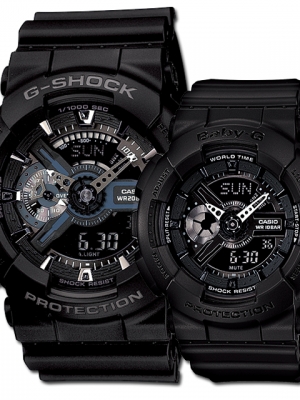 CASIO G-SHOCK นาฬิกาข้อมือ นาฬิกากันน้ำ นาฬิกาของแท้ ประกันศูนย์ CMG 1 ปี รุ่น GA-110-1B / BA-110BC-1 นาฬิกาสีดำ