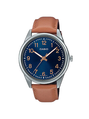 CASIO นาฬิกาคาสิโอ นาฬิกาข้อมือ นาฬิกากันน้ำ นาฬิกาของแท้ ประกันศูนย์ CMG 1 ปี รุ่น MTP-V005L-2B4 นาฬิกาสีน้ำตาล