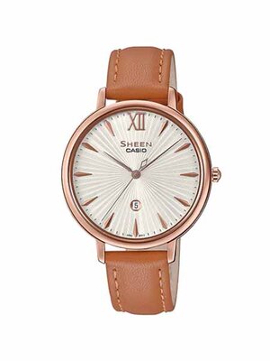 CASIO SHEEN นาฬิกาข้อมือ นาฬิกากันน้ำ นาฬิกาของแท้ ประกันศูนย์ CMG 1 ปี รุ่น SHE-4534PGL-7 นาฬิกาสีน้ำตาล
