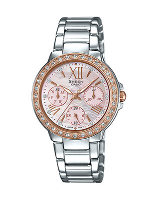 CASIO SHEEN นาฬิกาข้อมือ นาฬิกากันน้ำ นาฬิกาของแท้ ประกันศูนย์ CMG 1 ปี รุ่น SHE-3052SG-4A นาฬิกาสีเงิน