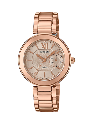 CASIO SHEEN นาฬิกาข้อมือ นาฬิกากันน้ำ นาฬิกาของแท้ ประกันศูนย์ CMG 1 ปี รุ่น SHE-3050PG-7A นาฬิกาสีน้ำตาล