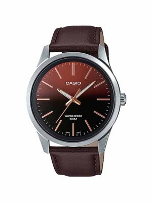 CASIO นาฬิกาคาสิโอ นาฬิกาข้อมือ นาฬิกากันน้ำ นาฬิกาของแท้ ประกันศูนย์ CMG 1 ปี รุ่น MTP-E180L-5A นาฬิกาสีน้ำตาล