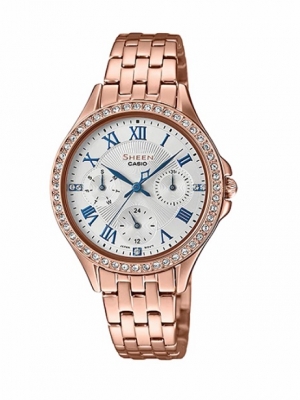 CASIO SHEEN นาฬิกาข้อมือ นาฬิกากันน้ำ นาฬิกาของแท้ ประกันศูนย์ CMG 1 ปี รุ่น SHE-3062PG-7A นาฬิกาสีน้ำตาล