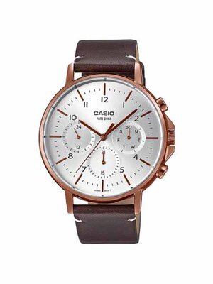 CASIO นาฬิกาคาสิโอ นาฬิกาข้อมือ นาฬิกากันน้ำ นาฬิกาของแท้ ประกันศูนย์ CMG 1 ปี รุ่น MTP-E321RL-5A นาฬิกาสีน้ำตาล