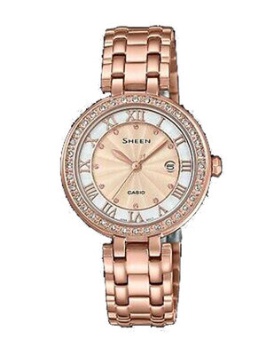 CASIO SHEEN นาฬิกาข้อมือ นาฬิกากันน้ำ นาฬิกาของแท้ ประกันศูนย์ CMG 1 ปี รุ่น SHE-4034PG-4A นาฬิกาสีน้ำตาล