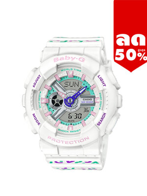 CASIO BABY-G นาฬิกาข้อมือ นาฬิกากันน้ำ นาฬิกาของแท้ ประกันศูนย์ CMG 1 ปี รุ่น BA-110TH-1A นาฬิกาสีขาว
