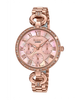 CASIO SHEEN นาฬิกาข้อมือ นาฬิกากันน้ำ นาฬิกาของแท้ ประกันศูนย์ CMG 1 ปี รุ่น SHE-3067PG-4A นาฬิกาสีน้ำตาล