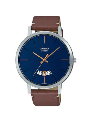 CASIO นาฬิกาคาสิโอ นาฬิกาข้อมือ นาฬิกากันน้ำ นาฬิกาของแท้ ประกันศูนย์ CMG 1 ปี รุ่น MTP-B100L-2E นาฬิกาสีน้ำตาล