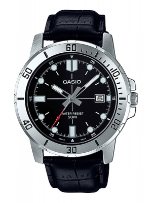 CASIO นาฬิกาคาสิโอ นาฬิกาข้อมือ นาฬิกากันน้ำ นาฬิกาของแท้ ประกันศูนย์ CMG 1 ปี รุ่น MTP-VD01L-1E นาฬิกาสีดำ