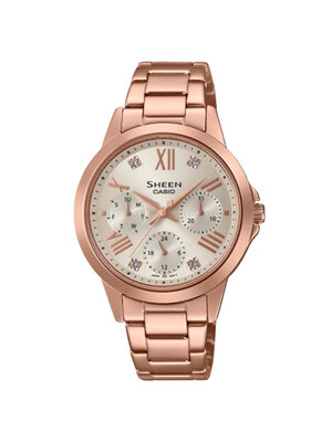 CASIO SHEEN นาฬิกาข้อมือ นาฬิกากันน้ำ นาฬิกาของแท้ ประกันศูนย์ CMG 1 ปี รุ่น SHE-3516PG-9A นาฬิกาสีชมพู