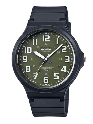 CASIO นาฬิกาคาสิโอ นาฬิกาข้อมือ นาฬิกากันน้ำ นาฬิกาของแท้ ประกันศูนย์ CMG 1 ปี รุ่น MW-240-3B นาฬิกาสีดำ